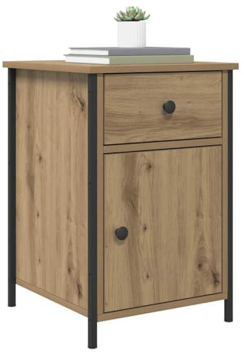 vidaXL Bedside Cabinet with Drawer Wall-mounted Artisan oak, Ample Storage Rustic Nightstand, Rectangular Bedside Table, Functional Bedroom Furniture for Organized Sleep Space