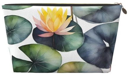 Black Lily Pads 1 Print Leather Travel Toiletry Bag for Women Travel Bag for Toiletries Cosmetic Bag Makeup Bag