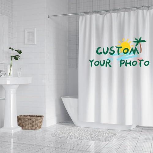 Handimake Foto-Duschvorhang-Set – individueller Stil mit 12 Haken, ideal für Zuhause/Waschraum/Hoteldekoration