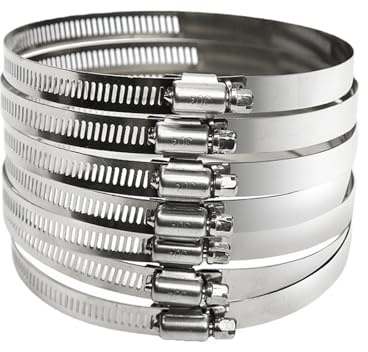 5pcs 8mm-700mm Pipe Clamps Heavy Duty Stainless Steel Hose Clips Car Fuel Hose Pipe Clamps Worm Drive(14-27mm)