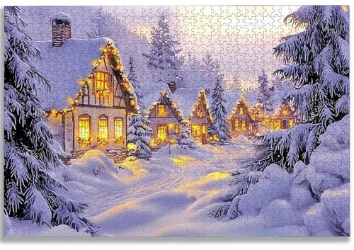 Puzzle 3000 Teile Weihnachten, Puzzle 3000 Teile Erwachsene, Holzpuzzle Erwachsene mit Exquisiter Verpackungsbox, Klassische Puzzles Winter für Die Ganze Familie, Groß Puzzles für Geschenke, -1103