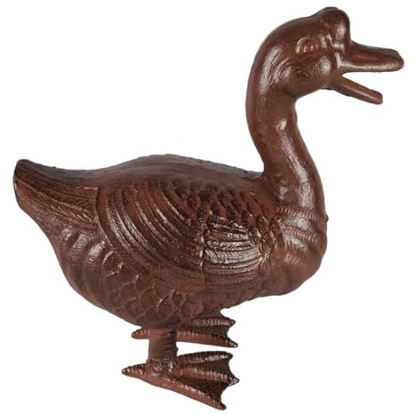 vianmo Skulptur Figur Gartenfigur Gans Gänse rustikal braun H 25 cm Gusseisen