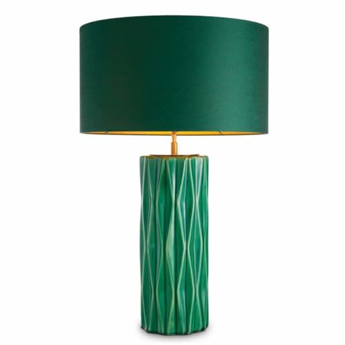 Casa Padrino Luxus Keramik Tischleuchte Grün/Antik Messing H. 88,5 cm