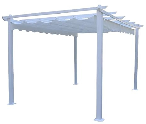 BS COM Gazebo da giardino in alluminio con tetto in poliestere 4x4 m - BELEVEX Multicolore