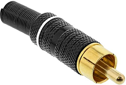InLine Connecteur RCA 99110P - Version soudée - Métal noir - Anneau blanc - Pour câble de 6 mm