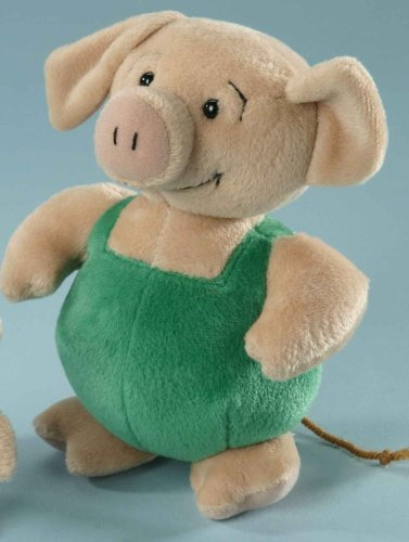 EBO 60091 - Schwein Wutz, 22 cm hoch, stehend, grüner und hellbrauner Flauschvelour