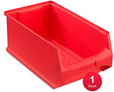 aidB Sichtlagerbox 350x200x150mm – Sortierboxen für Kleinteile – Lagerboxen für Werkstatt & Gewerbe – Kleinteilmagazin mit offener Front – Sortimentskasten für Schütten & Regalsysteme - Gr. 4.0 - Rot
