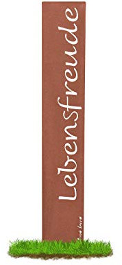 prima terra Lebensfreude Gartenstele Edelrost Stele Dekoration Gartendekoration Deko Garten H=120cm B=20cm