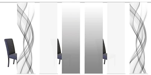 Home Fashion Schiebegardine FERROL Grau/Multicolor, 245x60cm, Zubehör, Blickdicht, Farbe:grau, Größe:245 x 60 cm, Anzahl:6er Set (2X, 2X, 2X)