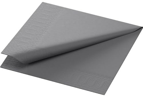 Duni 168402 3-lagig Tissue Servietten, 24 cm x 24 cm, granit grau (Packung 2000)