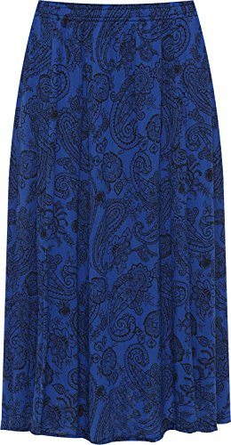 WearAll Womens Plus Midi Floral Skirt Ladies Elasticated Waist Print Stretch Long 16-30
