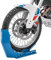 ConStands Easy Transport Fix - Motorrad Wippe Benelli Leoncino/Trail,TNT R,TNT 899/1130 für Anhänger Vorderrad Transportständer Motocross Roller Blau