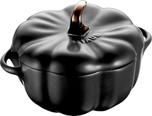 STAUB Petite citrouille en céramique, passe au four et à la cuisinière jusqu'à 300 °C, plat de cuisson, plat à bonbons, noir mat