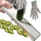 Benriner Mandoline Gemüseschneider Gemüsehobel 64 mm 95 mm 120 mm weiß inkl. Julienne Ersatzklingen und Fingerschutz ohne/mit Gravur + Prymo Schutzhandschuh Größe 95 mm, Farbe 1) OHNE Gravur