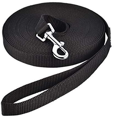 HAPPY HACHI Schleppleine für Hunde, 3m /5m /10m /15m /20m /25m /30m /33m Nylon Hundeleine mit Handschlaufe, Trainingsleine mit D-Karabiner,Lange Hundeleine,für Gehorsamkeitstraining (Schwarz, 20)