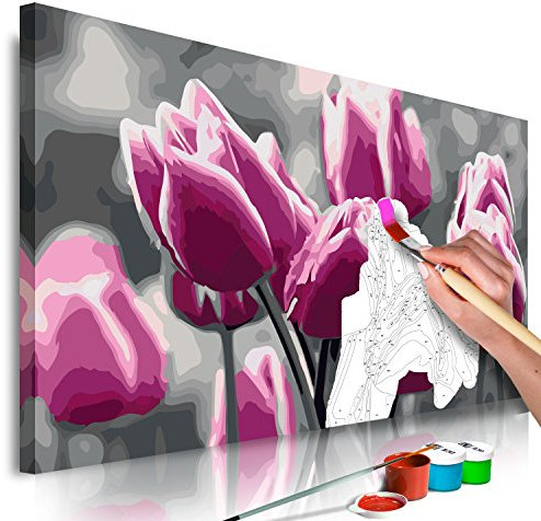 murando - Malen nach Zahlen Blumen Tulpen 50x40 cm Malset mit Holzrahmen auf Leinwand für Erwachsene Kinder Gemälde Handgemalt Kit DIY Geschenk Dekoration n-A-0367-d-a