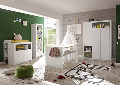 Froschkönig24 Paula Babyzimmer Komplettset Kinderzimmer Set Baby Weiß