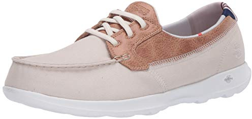 Skechers Women's Go Walk Lite Trainers, Beige Natural Textile Trim Nat, 8 UK