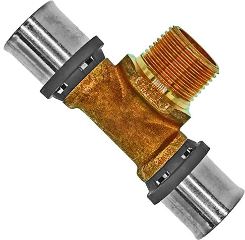 QUALITÄTS PRESSFITTING TH Kontur T-Stück auf Außengewinde | Für Mehrschichtverbundrohr 16,0 x 2,0 | 20,0 x 2,0 | 26,0 x 3,0 | 32,0 x 3,0 mm (Durchmesser x Wandung) >>> 16x2,0mm auf 1/2 Zoll AG