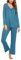 MAXMODA Schlafanzug Damen Lang Pyjama Set Langarm Nachtwäsche Winter Schlafanzüge Zweiteiliger, Blaugrün XL