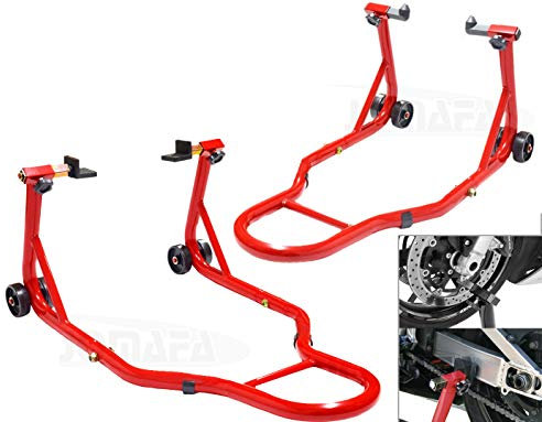 JOMAFA Caballete de Moto Soporte Delantero y Trasero Universal Portátil Tipo Elevador, Acero