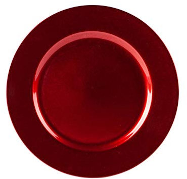 Argon Tableware Metallic Charger Plate - Red - 33cm - Metallic Finish Reusable Dining Table Setting Plates for Christmas, Party Celebrations, Restaurant Decor Placemats