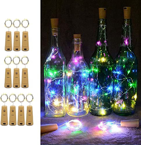 Bottle Light 10Pack 3m 30 LED Multi-colors Cork Lights for Wine Bottles Fairy Lights Decoration for Parties, Birthday, Wedding, Christmas DIY Table Centrepieces Indoor/Outdoor Decoration