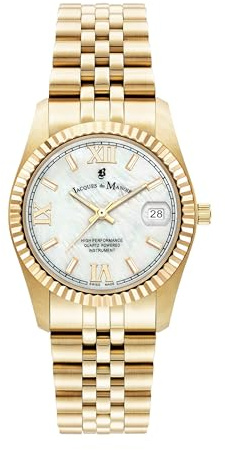 Jacques Du Manoir Damenuhr - Inspiration Roman, 34 mm Analog Quarzuhr mit Edelstahl Armband