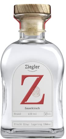Ziegler Sauerkirsch Obstbrand 43% (1x 0,5l) - Edler Kirschbrand mit feiner Säure und intensivem Fruchtaroma