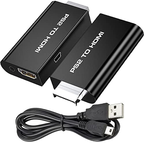 Retoo Convertidor de PS2 a HDMI con Audio de 3,5 mm, Salida para Monitor HDTV, convertidor de señal para PS2, Adaptador de Video Playstation 2, Adaptador convertidor