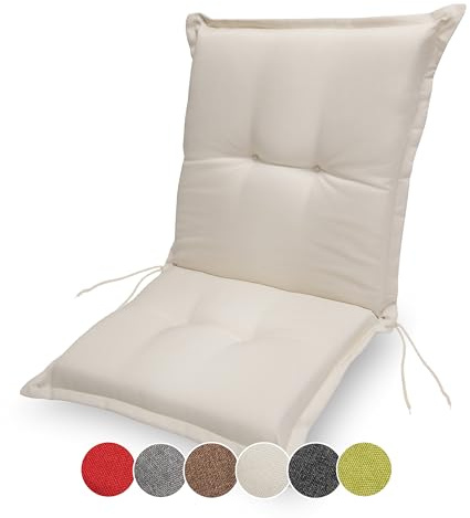sunnypillow Stuhlauflage Niedriglehner 100x50, Gartenstuhlauflage Creme | Extra Dicke 9cm, Sitzauflagen Auflage für Gartenmöbel UV-Lichtecht, Wasserdicht, Outdoor Stuhlkissen für Gartenliegen