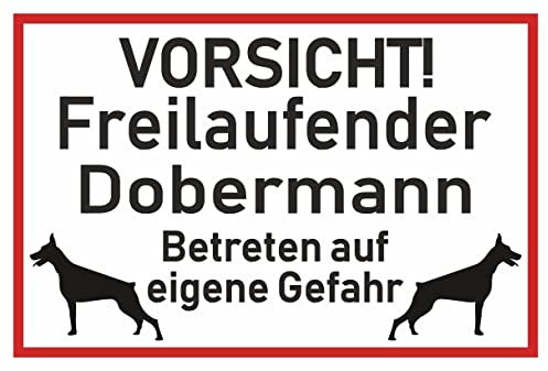 Samunshi® Aufkleber Vorsicht Dobermann - Schild Sticker Hinweisschild Warnschild Vorsicht Hund 10 x 6,7cm Vorsicht Dobermann schwarz