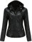 E-girl Damen Schwarz Lederjacke Schlank Kurz Kunstleder Kapuze Jacket Reißverschluss Motorrad Jacke für Frühling und Herbst,XXL,C6699N