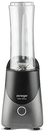 Zeneger Smoothie Maker, Shake Mixer, 300 Watt, BPA frei, 600ml Flasche (Anthrazit/Schwarz)