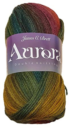 James C Brett Aurora DK 20% Wool Rainbow Knitting Crochet Yarn (05), Multi Coloured