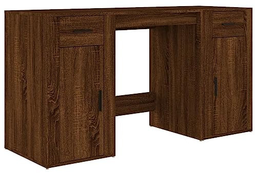 vidaXL Schreibtisch, Computertisch mit viel Stauraum, Tisch für Arbeitszimmer Büro, Bürotisch Laptoptisch Gaming Tisch, Braun Eichen Optik Holzwerkstoff