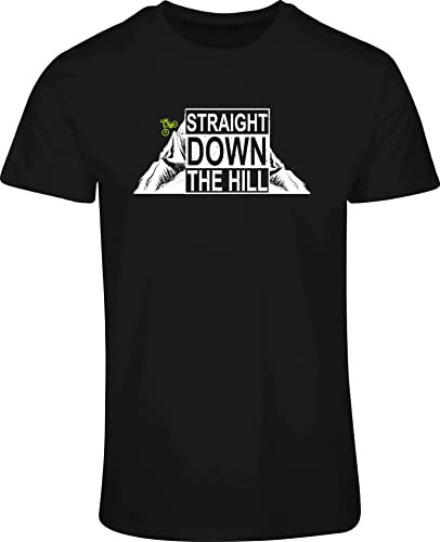 Fahrrad T-Shirt Herren : Straight Down The Hill - Radsport Tshirts Herren - Mountainbike MTB Shirt (L)