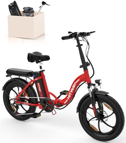 HITWAY E-Bike Vélo électrique 20 Pouces Fat Tire Pliant, 250W Moteur, 36V/12Ah Batterie au Lithium, Autonomie maximale 35-90 km