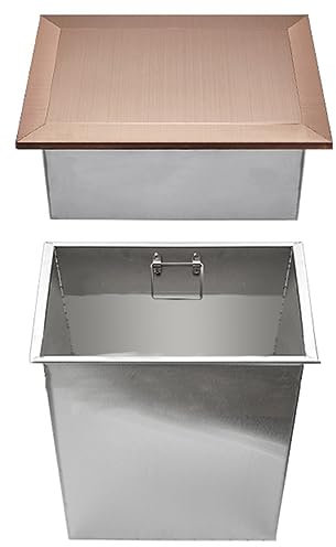 Couvercle de Poubelle Carré Couvercle de Poubelle de Type Encastré En Acier Inoxydable 304. Les DéChets CachéS Pour La Cuisine, La Salle de Bain, Les Toilettes, La Chambre à Coucher,Laiton,Square
