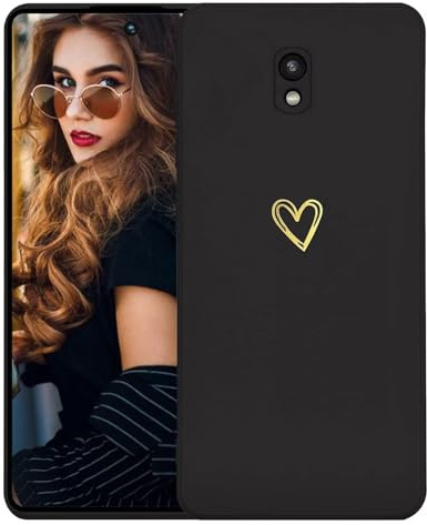 Kaywzo Hülle für Xiaomi Redmi 8A,Weich TPU Silikon Handyhülle mit Herzmuster,Minimalismus Design,Ultradünn Mädchen Stoßfest Kratzfeste Schutzhülle Case Cover,Schwarz
