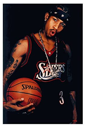 GUyfam Basketballspieler Allen Iverson Poster Sportposter 13 Leinwand Poster Schlafzimmer Dekor Sport Landschaft Büro Zimmer Dekor Geschenk 30 x 45 cm