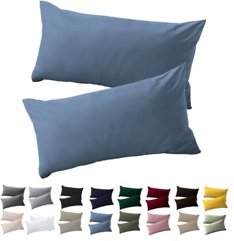 Soifix Kissenbezug 40x60 2er Set - Hellblau kopfkissenbezug Für Kissen 40 x 60 cm 100% Mikrofaser Resistent und Hypoallergen Kissenbezüge mit Reißverschluss