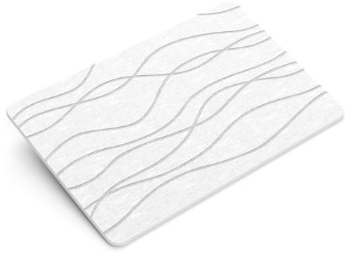 MERICARGO Badematte Stein Schnell Trocken, Kieselgur Badematte Schnelltrocknend, Stein Badematte rutschfest Steinmatte für Badezimmer, Super Saugfähige Badematte Groß, Badematte Weiss