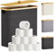 Lifewit 30L Toilettenpapier Aufbewahrungskorb, Bambus Badezimmer Organizer, Badezimmer Aufbewahrungsschrank, Toilet Paper Behälter mit Deckel, 41.5 x 17 x 41 cm, Schwarz