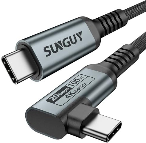 SUNGUY USB C auf USB C Kabel, 0,3m 100W 20Gbps USB 3.2 Gen 2 USB C Datenkabel, 4K 60Hz Videoübertragung USB C PD Schnellladekabel für iPhone 16/15 Pro Max Serie, Galaxy S24/S23, MacBook, Monitor, SSD