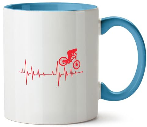 Hippowarehouse Heartbeat Mountain Bike Printed Mug Various Colour Options Ceramic Cup Kitchenware 11oz