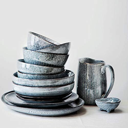 Sudemota Dinner Plate Mainland China Ceramic Dinner Set Procelain Designed Plates Set Restaurant Bowl Dish Mug/16-Piece Set (40piece Set)