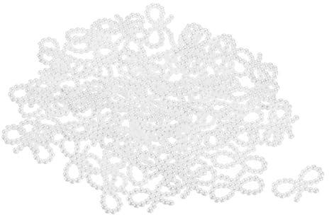 sourcing map 100 Pcs Tiny Glitter Christmas Bows ABS Pearl-Like Bow White Garland for DIY Craft Project New Year Winter Party Valentines Supplies