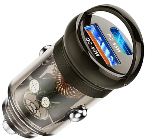 USB C Car Charger Adapter, 110W Cigarette Lighter USB Charger [Metal] 12V USB Socket, [PD 65W+QC 45W] Car Phone 2 Port Fast Charge for iPhone 17/Air/16/15 Pro Max Samsung Galaxy S25