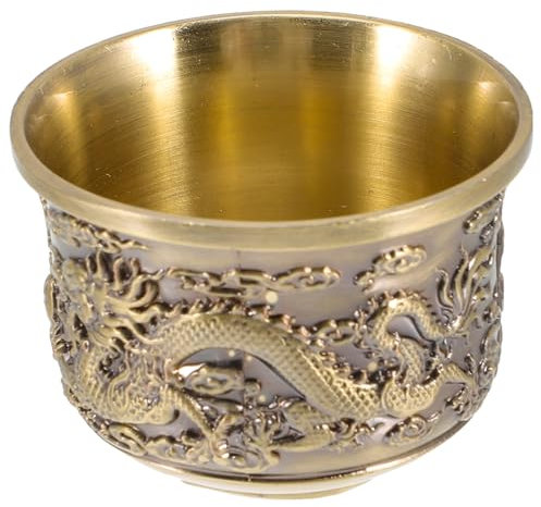 ABOOFAN Kung Fu Teacups Chinese Copper Tea Cup Embossed Traditional Tea Mug Vintage Dragon Phoenix Pattern Tea Tasting Cup Japanese Sake Cup for Coffee Tea Espresso